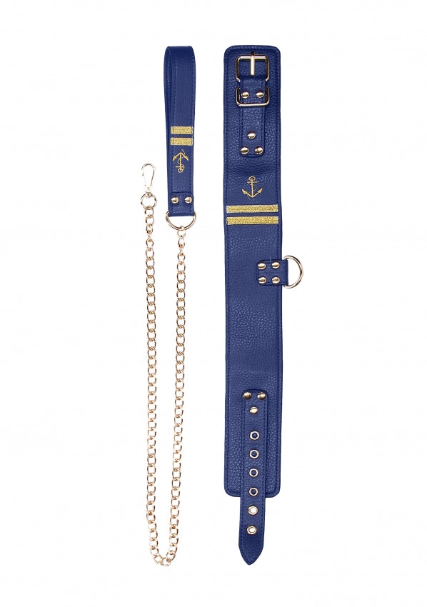 Shots Toys | Ouch! Collar With Leash - Sailor Theme - Blue