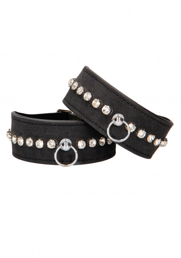 Shots Toys | Ouch! Diamond Studded Wrist Cuffs - Black