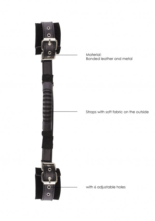 Shots Toys | OUCH! Bonded Leather Handcuffs With Handle - With Adjustable Straps
