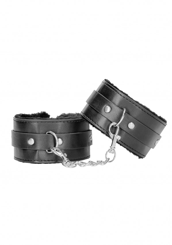 Shots Toys | OUCH! Plush Bonded Leather Ankle Cuffs - With Adjustable Straps