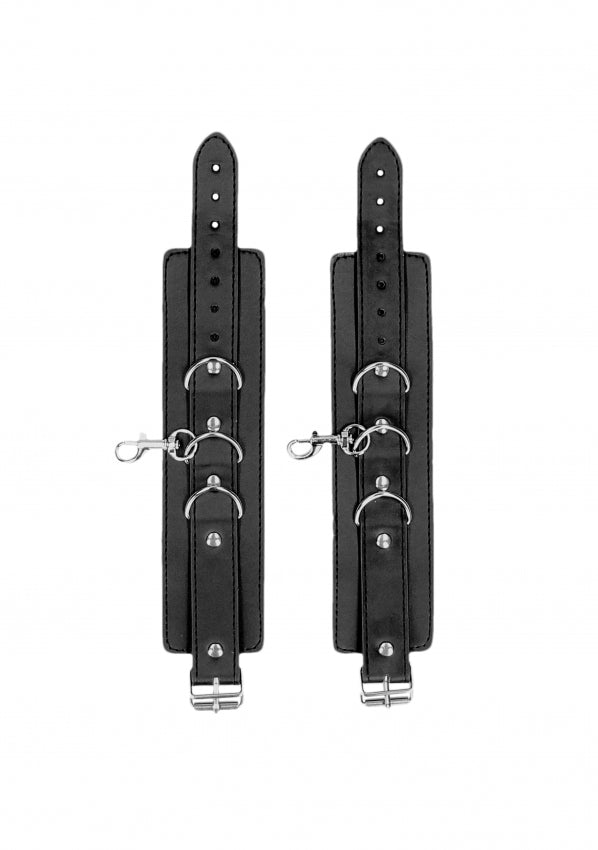 Shots Toys | OUCH! Bonded Leather Collar With Handcuffs - With Adjustable Straps and Chain