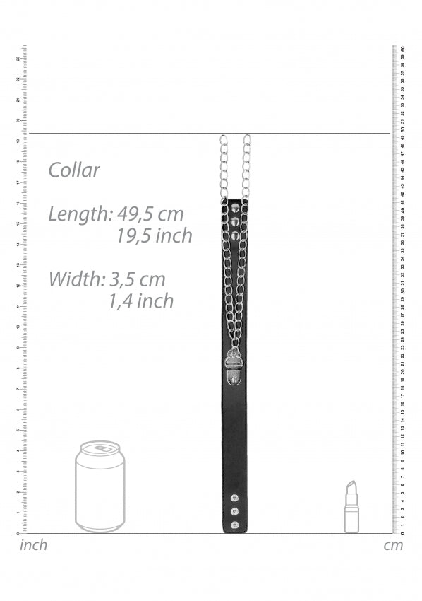 Shots Toys | OUCH! Bonded Leather Collar With Handcuffs - With Adjustable Straps and Chain