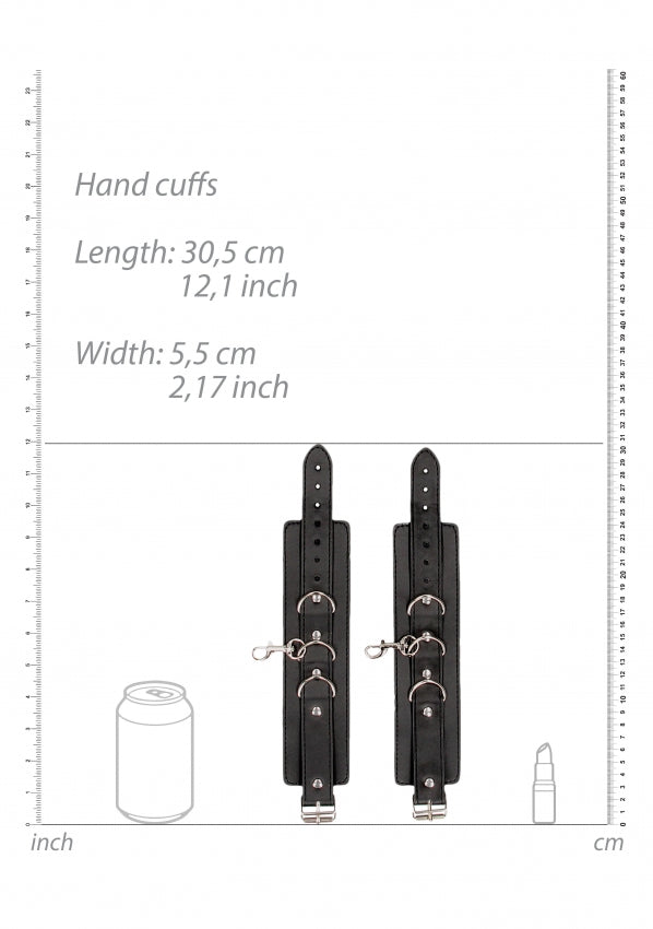 Shots Toys | OUCH! Bonded Leather Collar With Handcuffs - With Adjustable Straps and Chain