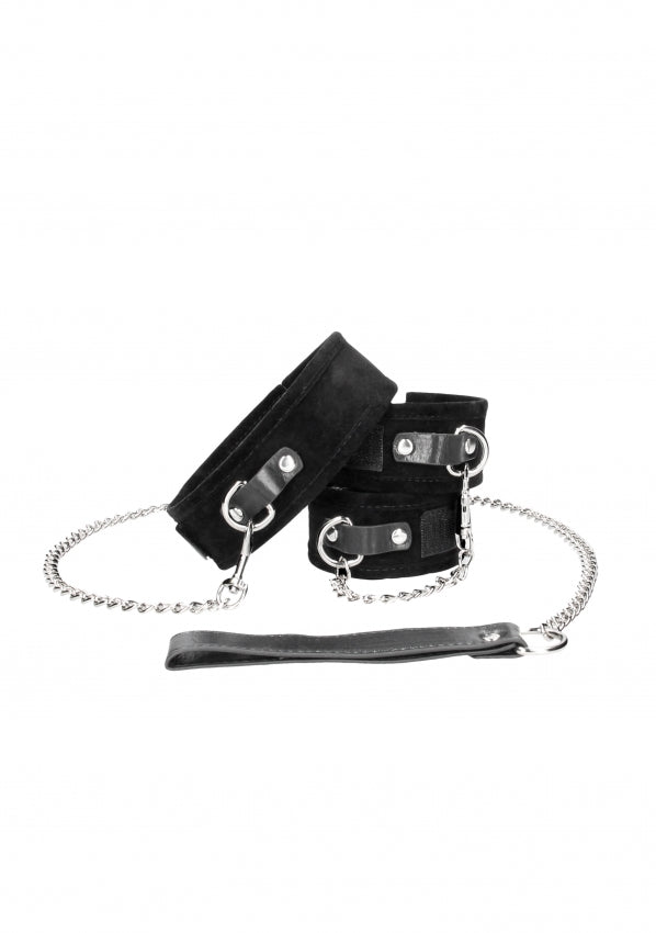 Shots Toys | OUCH! Velcro Collar With Leash And Handcuffs - With Adjustable Straps