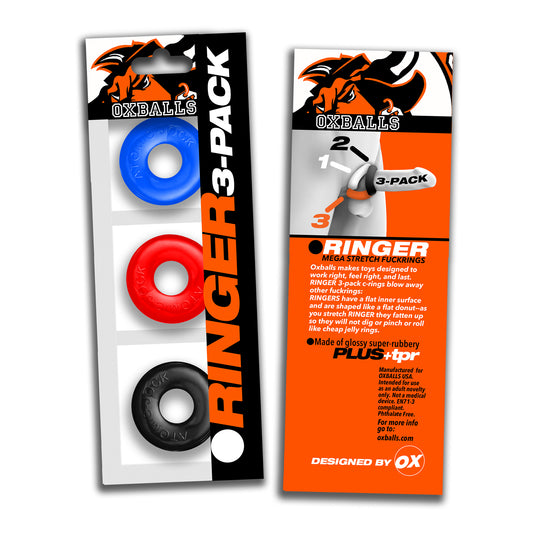 OxBalls Ringer Max 3 Pc Multi Colour Cock Ring Cockring Set