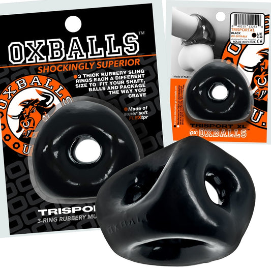 OxBalls TRI-SPORT XL thicker 3-ring cocksling BLACK