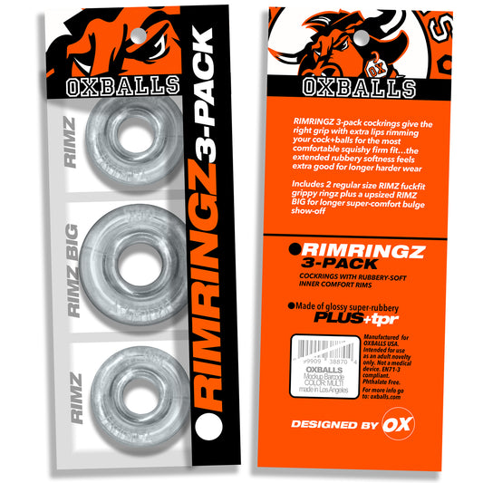 OxBalls RimRingz 3 Pc Multi Size Clear
