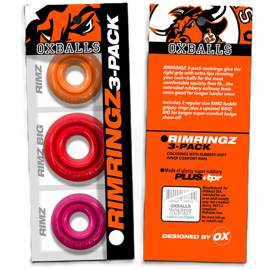 OxBalls RimRingz 3 Pc Multi Size Fire Hots
