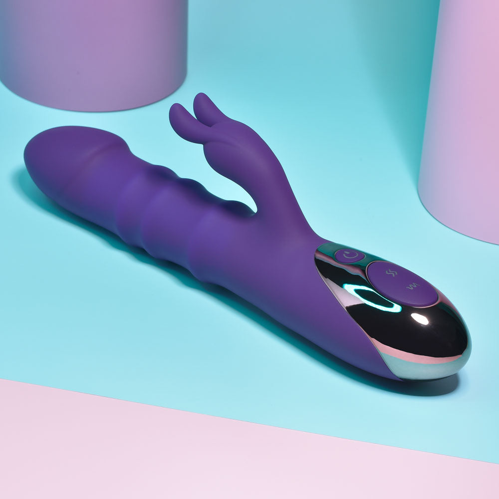 Playboy Pleasure HOP TO IT - Purple 23.5cm Thrusting Rabbit Vibrator