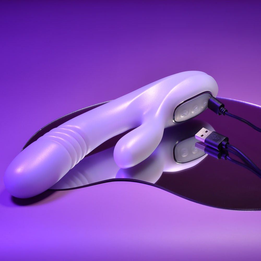 Playboy Pleasure BUMPING BUNNY Opal 22.9cm Thrusting & Warming Rabbit Vibrator