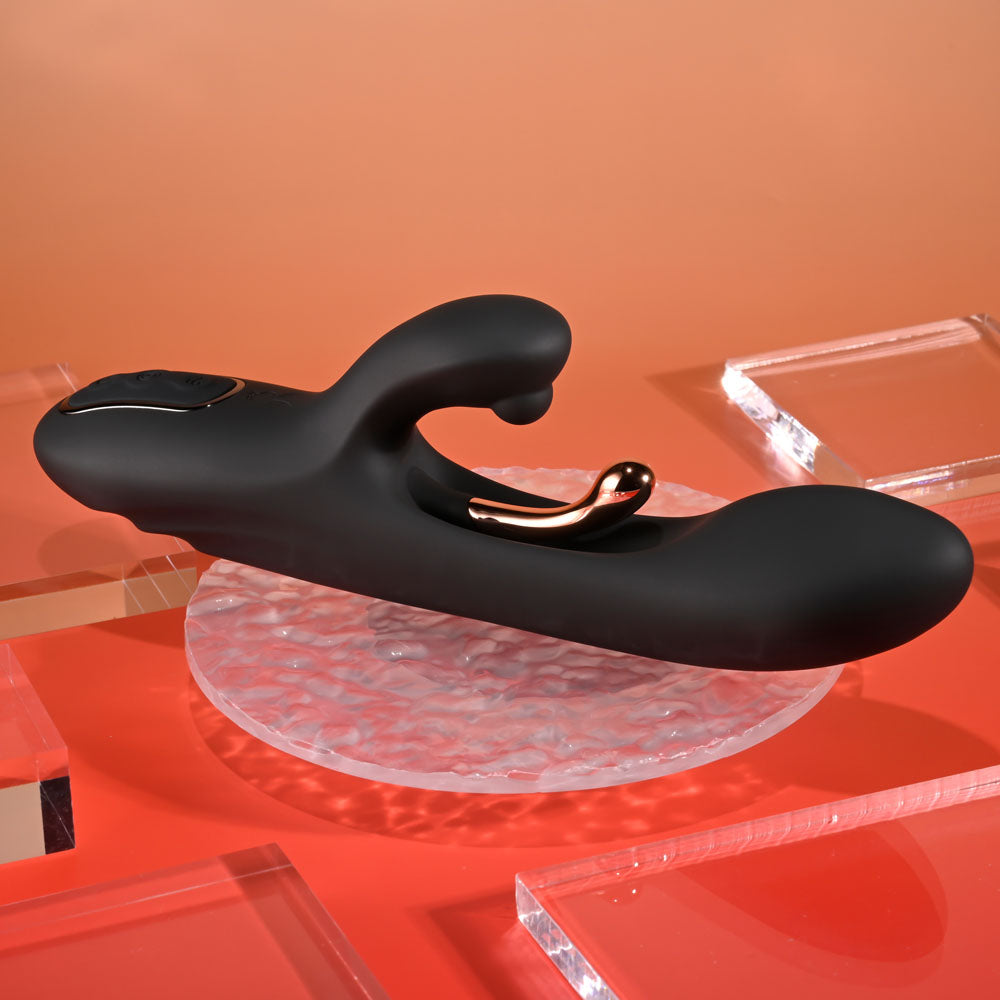 Playboy Pleasure AUREUS Black 22.7cm Rabbit Vibrator with G-Spot Tickling