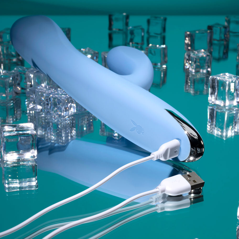Playboy Pleasure UP AND AWAY Blue 26.7cm Rabbit Vibrator