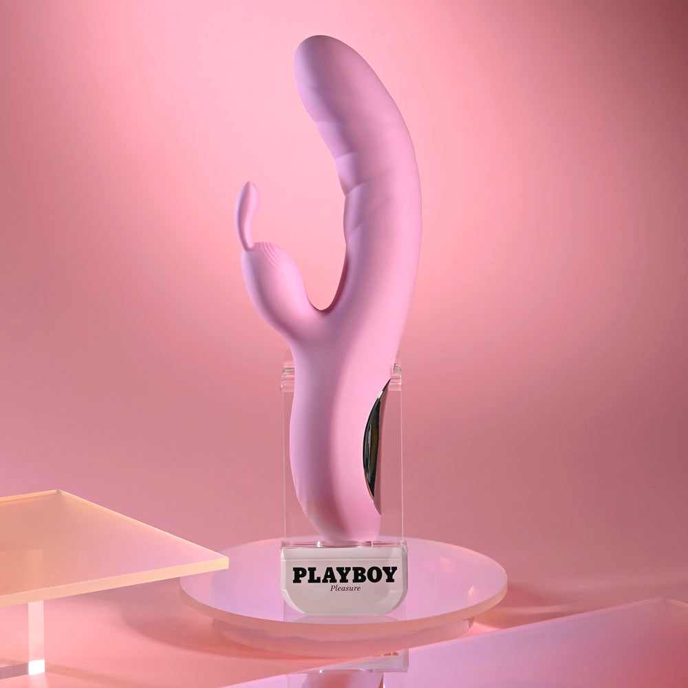 Playboy Pleasure RUB ME RIGHT - Pink 23.2cm Thrusting Rabbit Vibrator