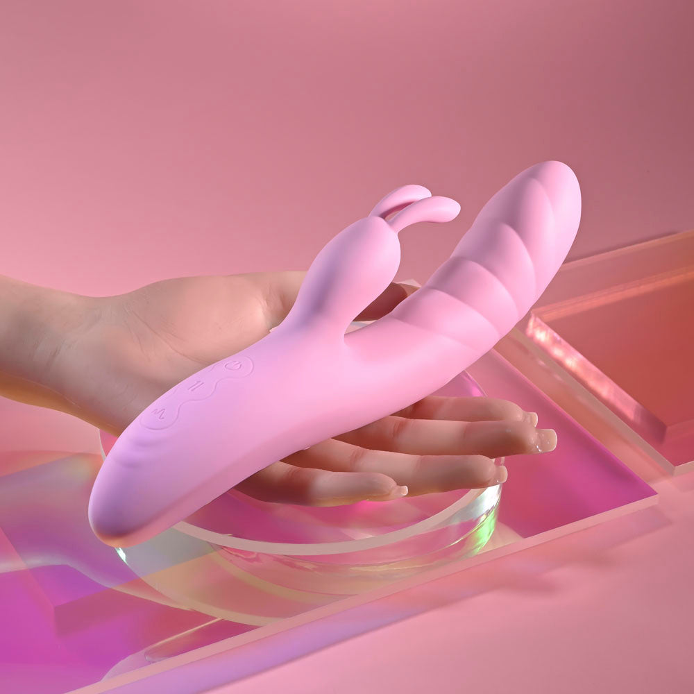Playboy Pleasure RUB ME RIGHT - Pink 23.2cm Thrusting Rabbit Vibrator