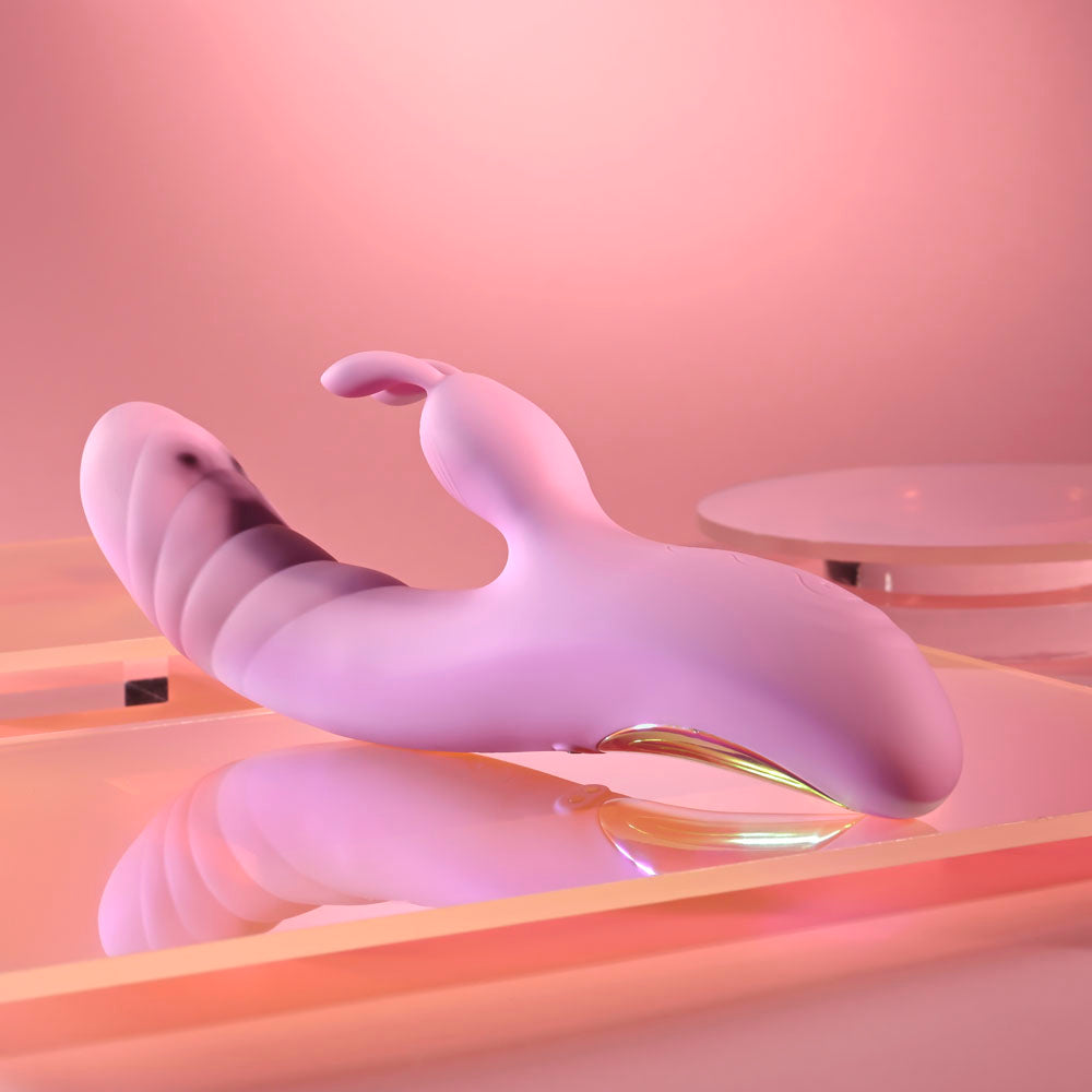 Playboy Pleasure RUB ME RIGHT - Pink 23.2cm Thrusting Rabbit Vibrator