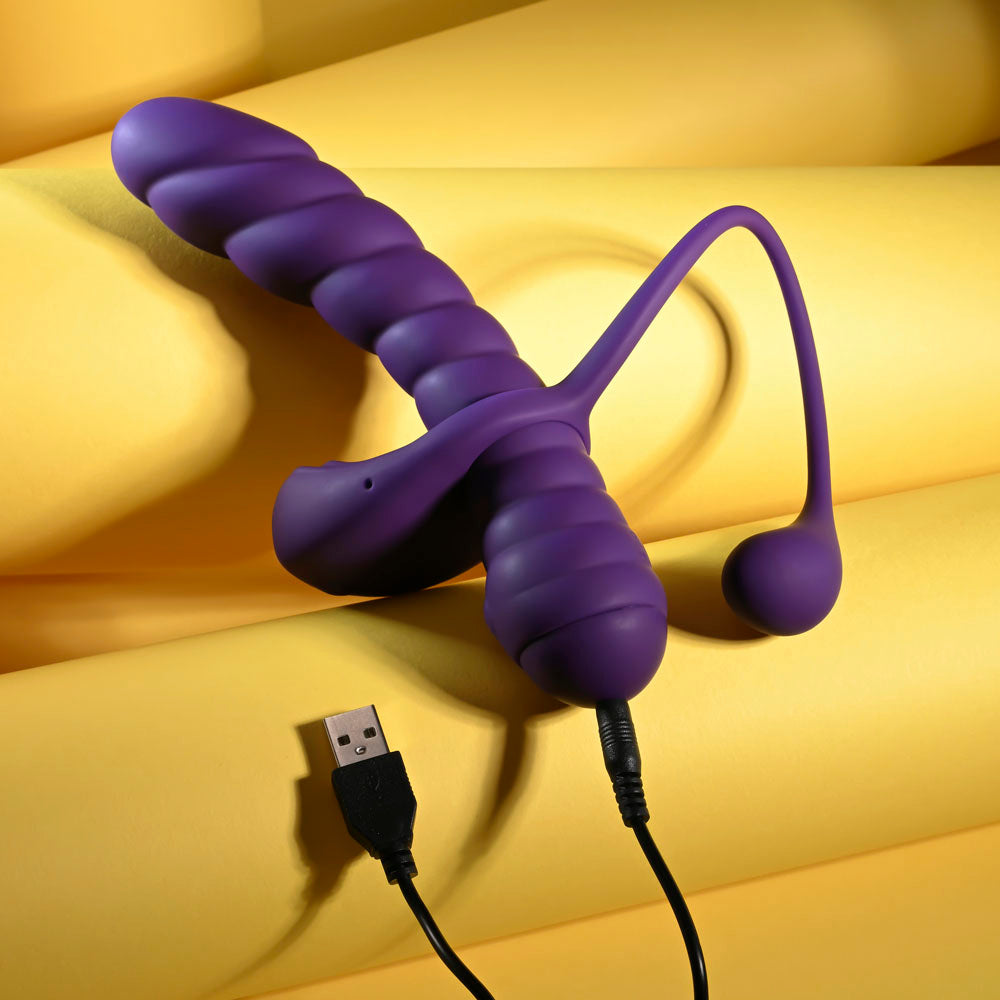 Playboy Pleasure TWISTED PLAYGROUND - Purple Vibrator and Cock Ring Kit