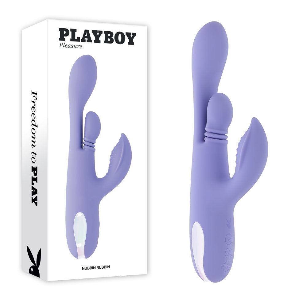 Playboy Pleasure NUBBIN RUBBIN - Purple 24.1cm Thrusting Rabbit Vibrator