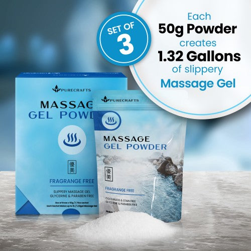 Purecrafts Massage Gel Powder 3x50g - 3 Pack - Fragrance Free