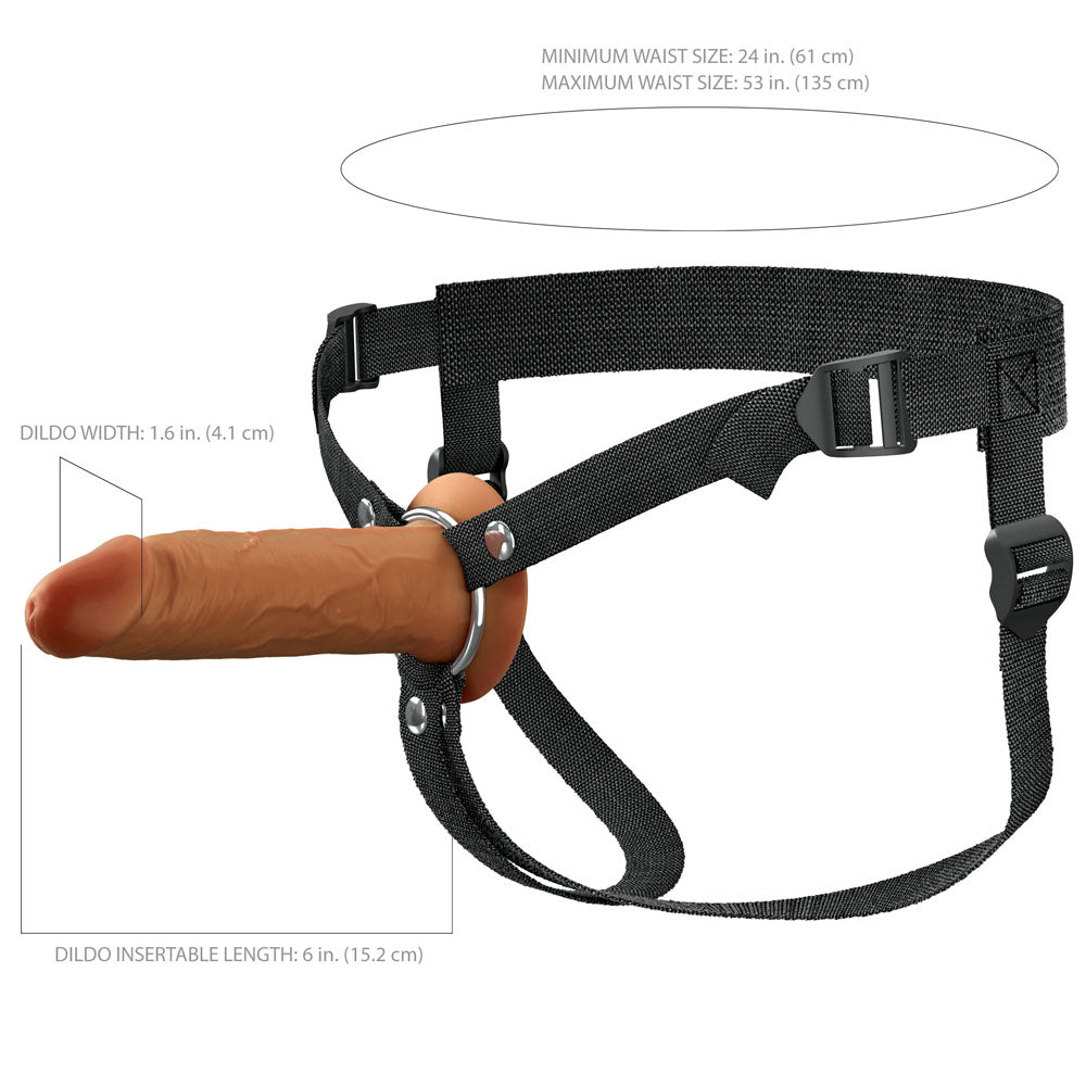 Pipedream FX Elite 6" Silicone Hollow Strap-On - Tan
