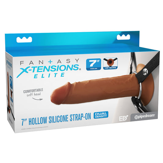 Pipedream FX Elite 7" Silicone Hollow Strap-On - Tan