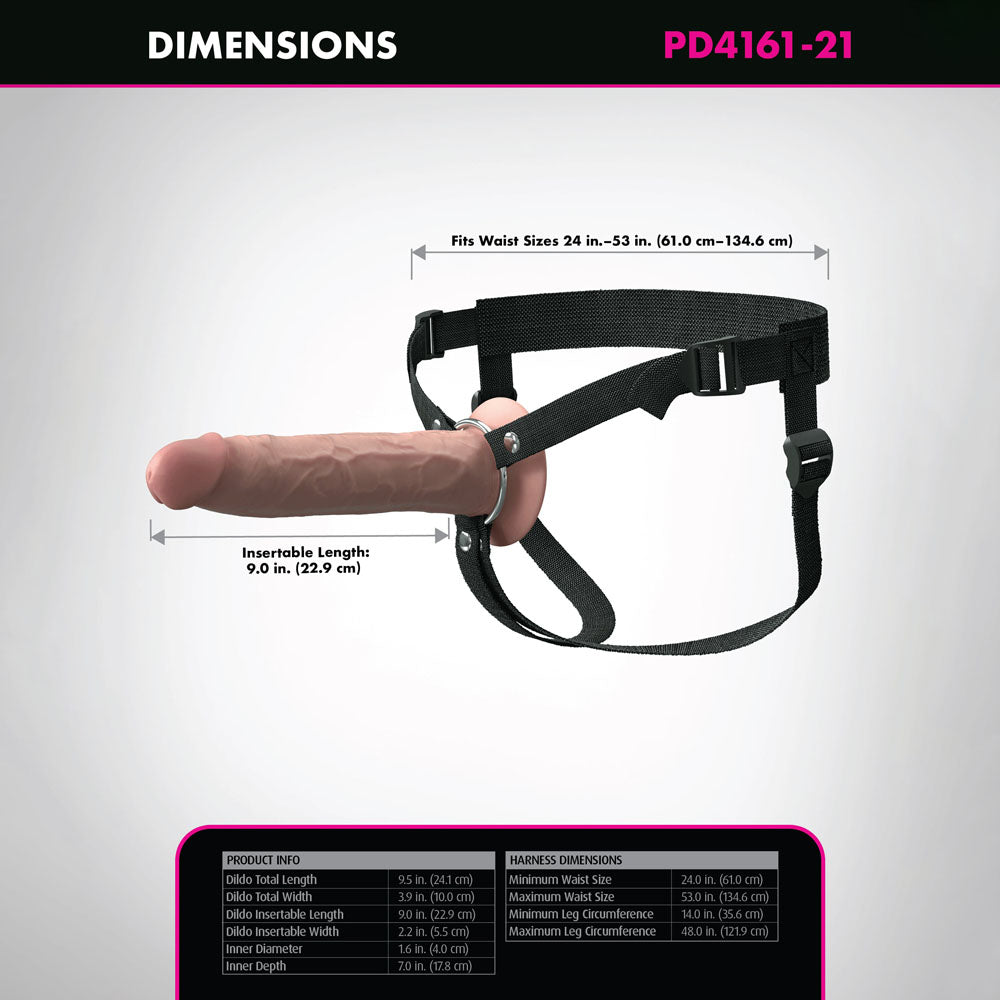Pipedream | Fantasy X-Tensions Elite 9" Silicone Hollow Strap-On - Flesh