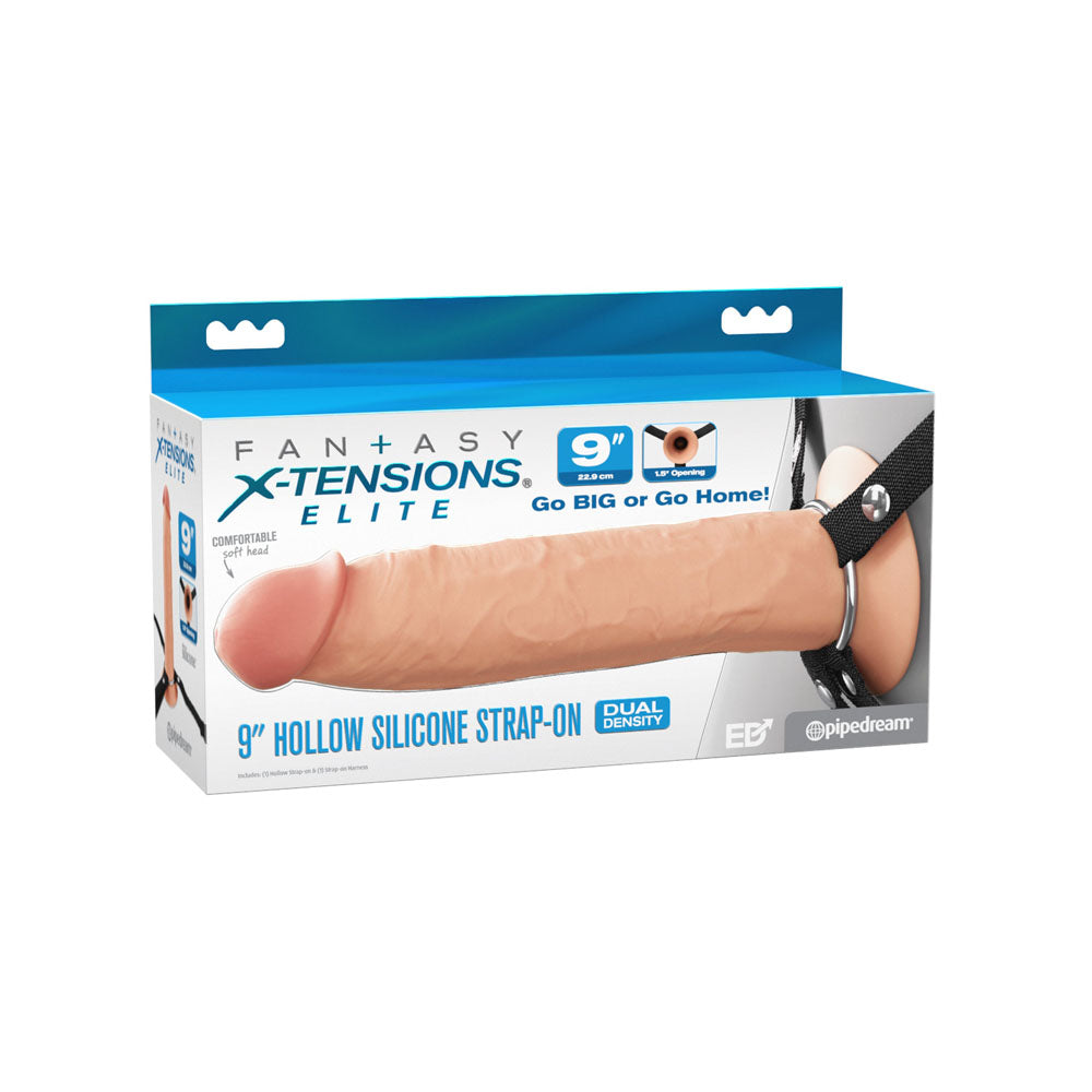 Pipedream | Fantasy X-Tensions Elite 9" Silicone Hollow Strap-On - Flesh