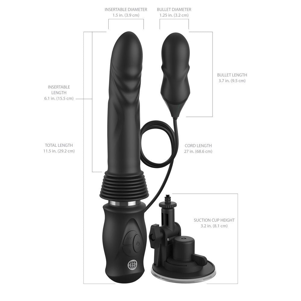 Pipedream Fetish Fantasy Series Ultimate Silicone Thruster - Black Thrusting Vibrator
