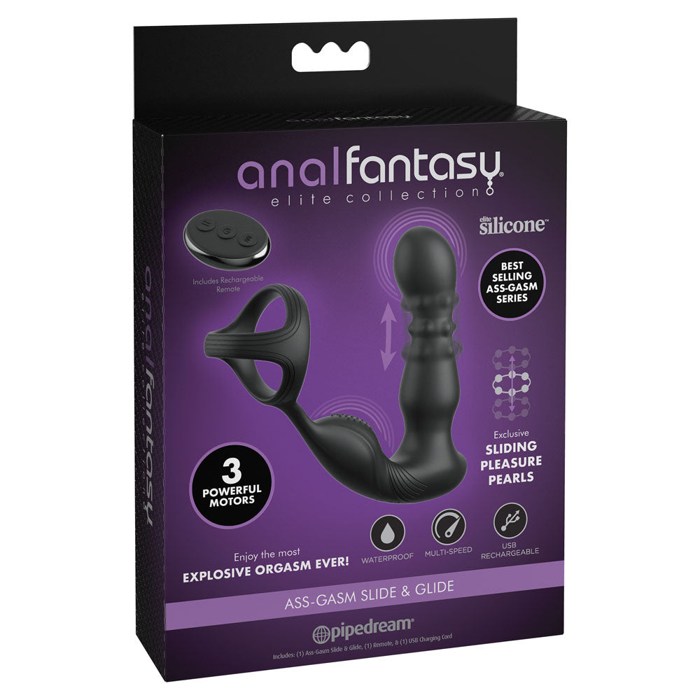 Pipedream Anal Fantasy Elite Ass-Gasm Slide & Glide - Prostate Massage with Cock Ring and Remote