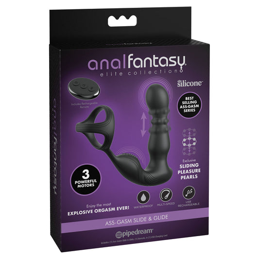 Pipedream Anal Fantasy Elite Ass-Gasm Slide & Glide - Prostate Massage with Cock Ring and Remote