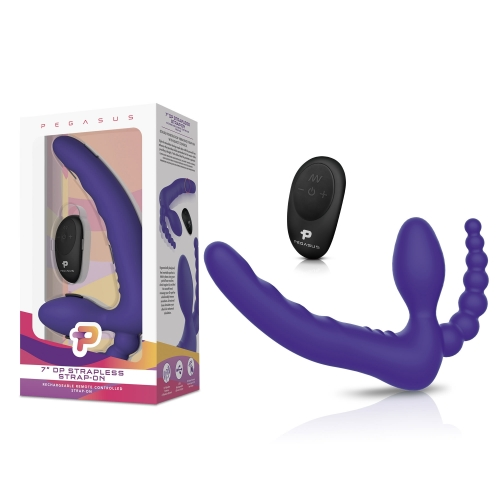Pegasus 7” Remote Control Strapless D.P. Silicone Strap on