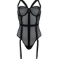 Muse Lingerie Black Mesh One Piece Teddy Size PD002BLK S/M/L/XL