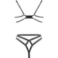 Muse Lingerie Bra With Floral Applique and Criss Cross G-String Black PL013BLK - Size S/M/L/XL