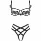 Muse Lingerie Bra With Floral Applique and Criss Cross G-String Black PL013BLK - Size S/M/L/XL
