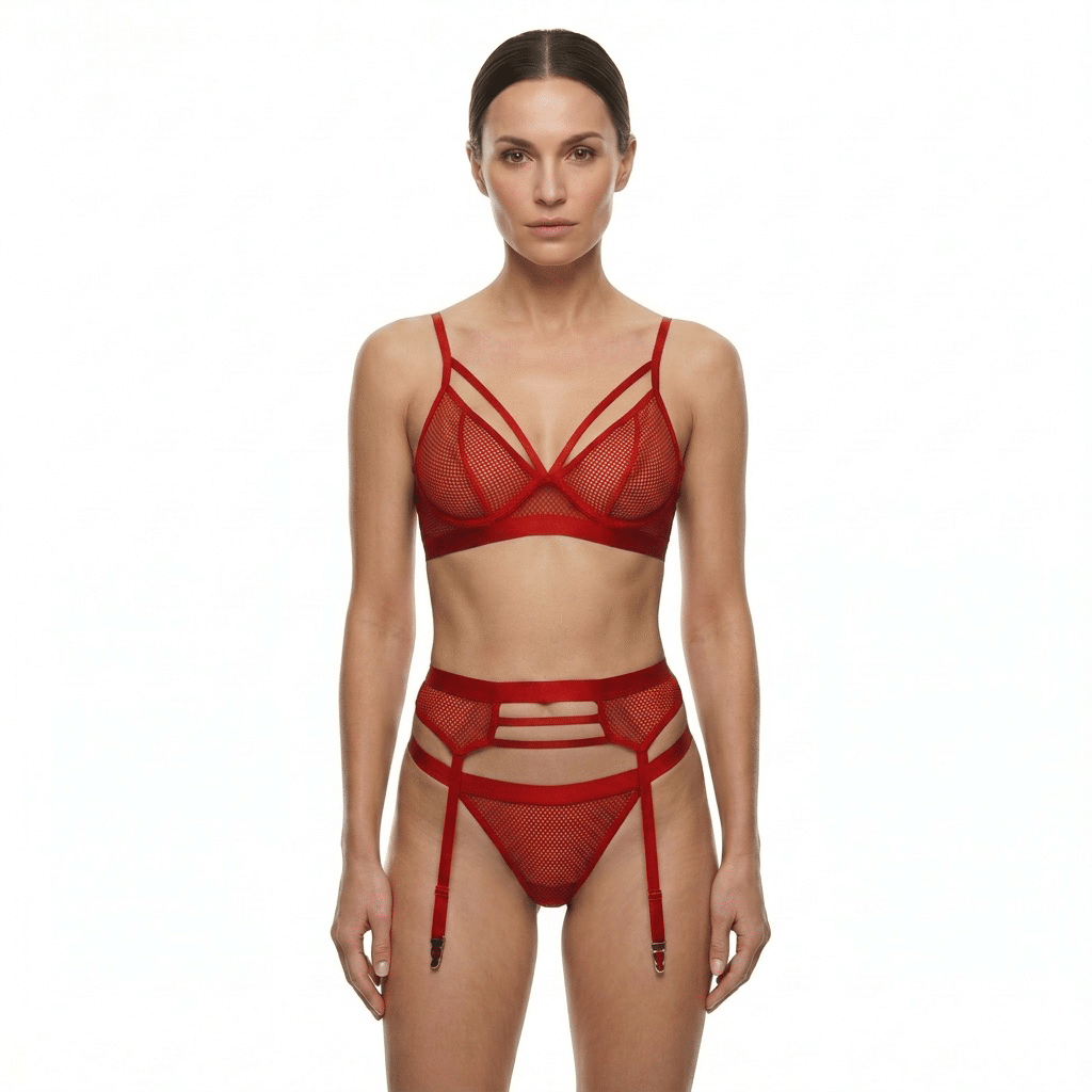 Muse Lingerie 2 Piece Lingerie Black/Red PL018 - Size S/M/L/XL