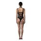 Muse Lingerie 3 Piece Bodysuit With Elastic Brace Top And Garter Belt Black Size S/M/L
