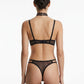 Muse Lingerie 3 Piece Peek-a-Boo Bra And Panty Set With Elastic Choker Black Size S/M/L