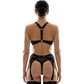 Muse Lingerie 5 Piece Mesh Lingerie Set with A Velvet-Flocked Zebra Print Size S/M/L
