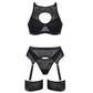 Muse Lingerie 5 Piece Mesh Lingerie Set with A Velvet-Flocked Zebra Print Size S/M/L