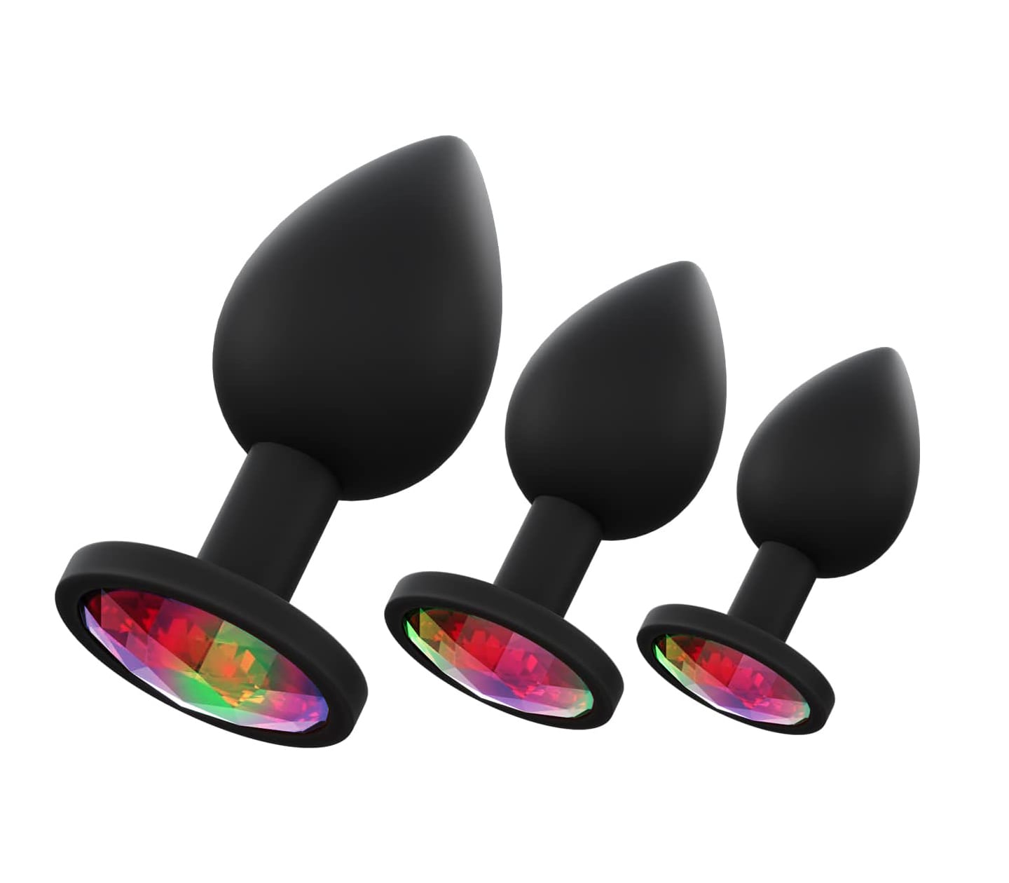 Love In Leather PLU003 Silicone Butt Plug With Gem - MULTIPLE COLOURS
