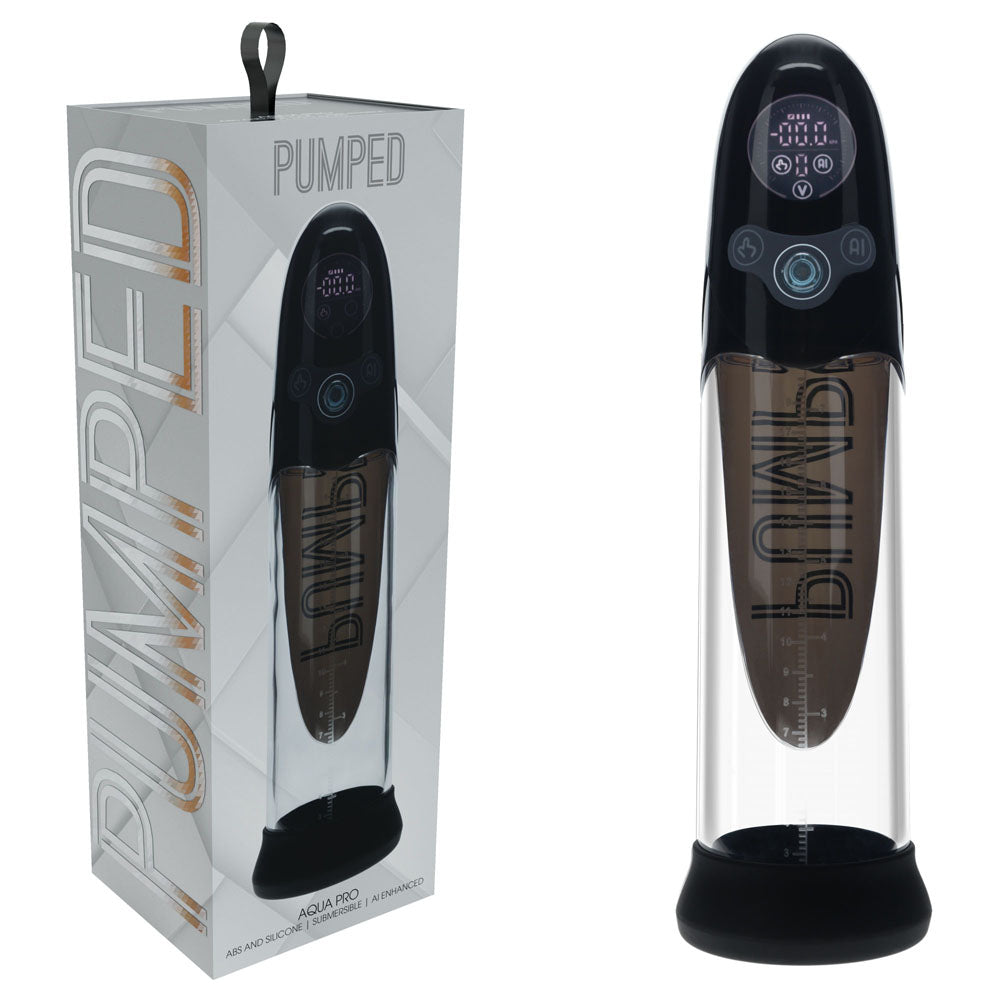 Shots Toys | PUMPED Aqua-Pro Auto Pump - Black/Clear AI-Enabled Submersible Auto Penis Pump