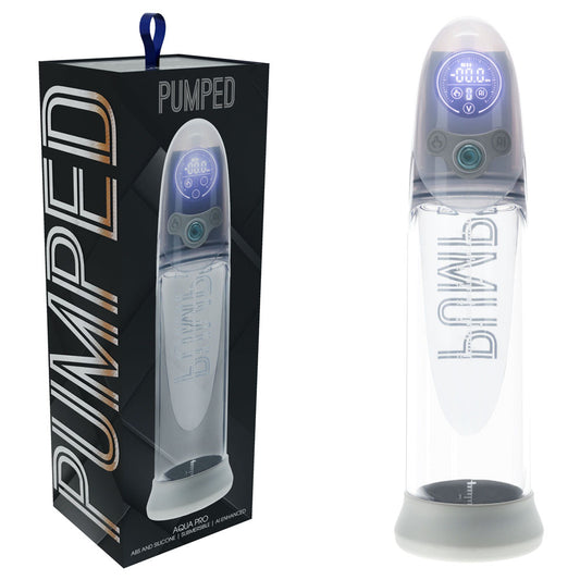 Shots Toys | PUMPED Aqua-Pro Auto Pump - Grey/Clear AI-Enabled Submersible Auto Penis Pump