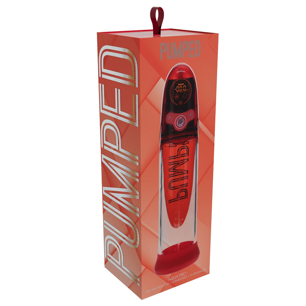 Shots Toys | PUMPED Aqua-Pro Auto Pump - Red/Clear AI-Enabled Submersible Auto Penis Pump