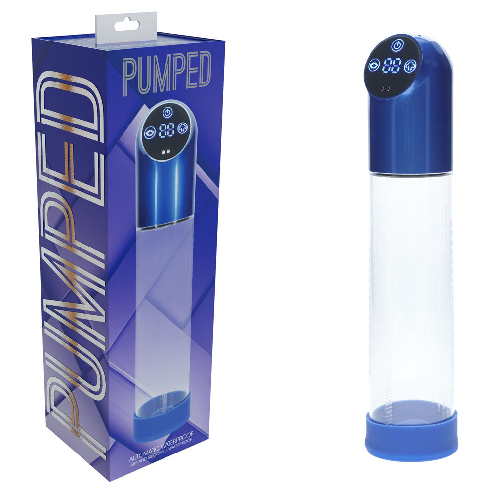 Shots Toys | PUMPED Automatic Waterproof Pump - Metal Blue/Clear Automatic Penis Pump