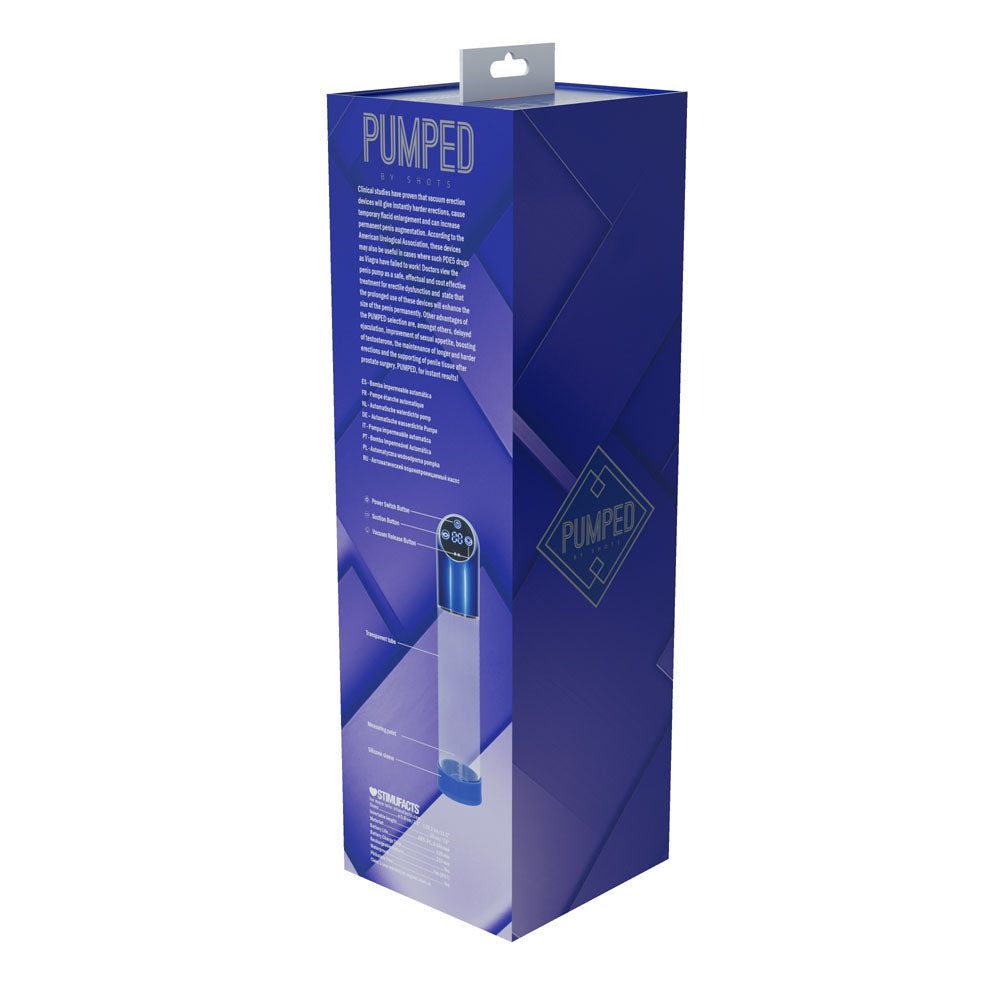 Shots Toys | PUMPED Automatic Waterproof Pump - Metal Blue/Clear Automatic Penis Pump