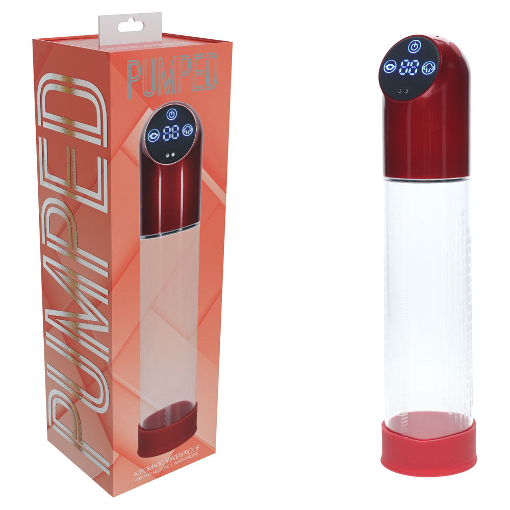 Shots Toys | PUMPED Automatic Waterproof Pump - Metal Red/Clear Automatic Penis Pump
