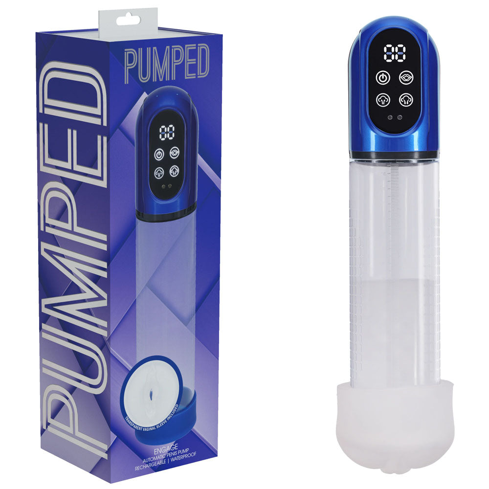 Shots Toys | PUMPED Engage Automatic Penis Pump - Metallic Blue Auto Penis Pump