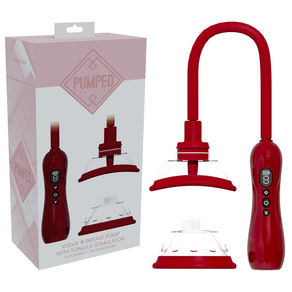 Shots Toys | PUMPED Vulva & Breast Pump with Tongue Stimulator - Red