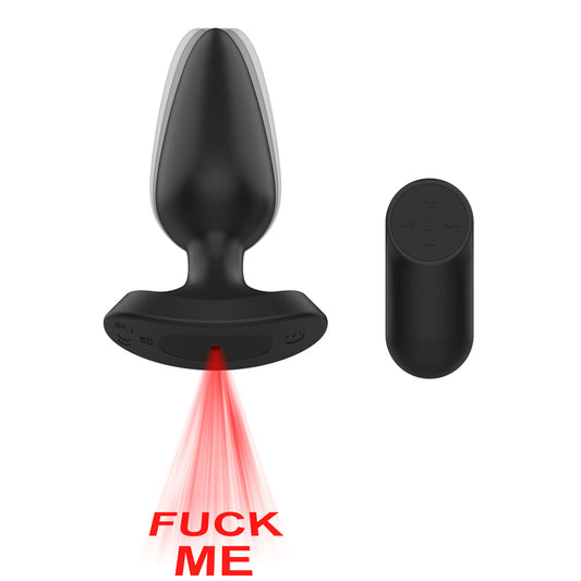 Passion Play Vibrating Anal Plug with Laser Fuck Me Light and Remote