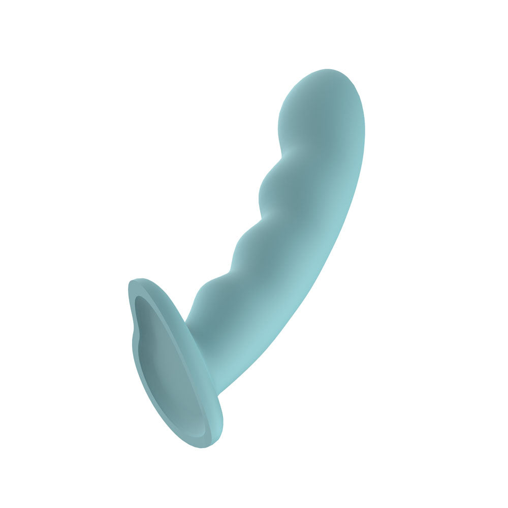 Passion Play Liquid Silicone Wavy Dildo - Blue
