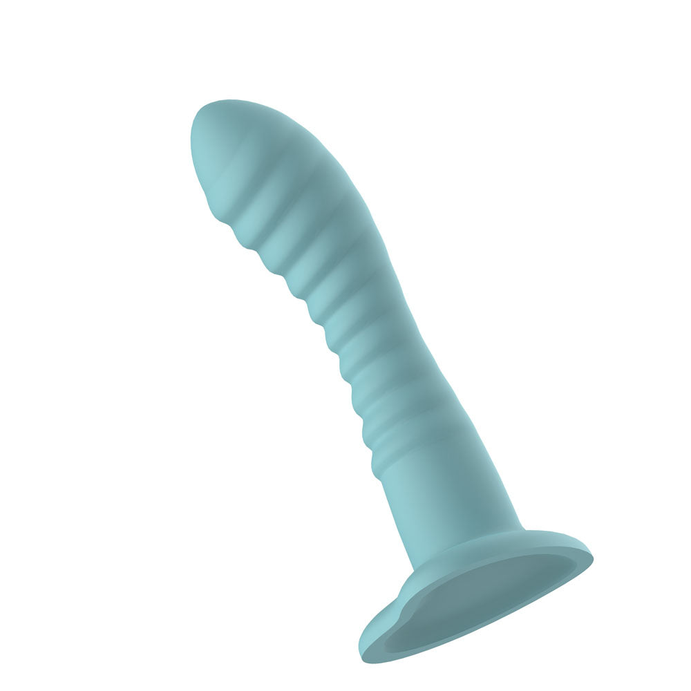 Passion Play Liquid Silicone Ridged Dildo - Blue